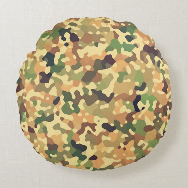 Camouflage Herbst Rundes Kissen (Vorderseite)