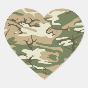 Camouflage Herz-Aufkleber