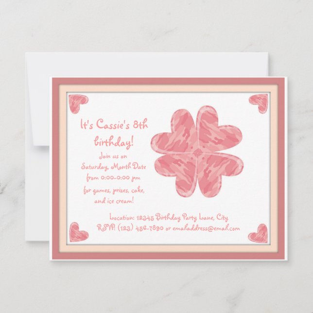 Camouflage-Herz Einladung (Vorderseite)