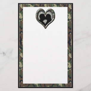 Camouflage Herz mit Kissing Couple Briefpapier