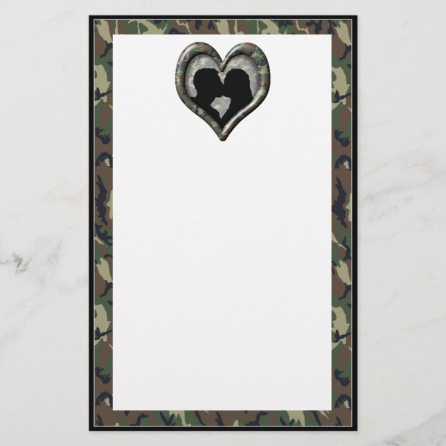 Camouflage Herz mit Kissing Couple Briefpapier (Vorderseite)