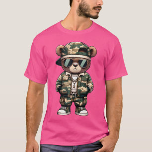 Camouflage Hip Hop Teddy Bear Camouflage Gangsta S T-Shirt
