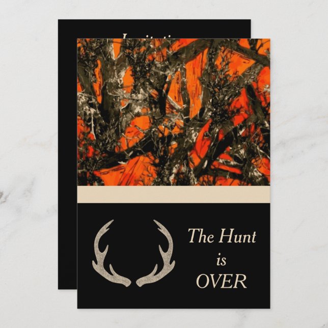 Camouflage Hochzeit Einladung mit Hirschhörnern. (Vorne/Hinten)