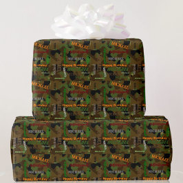 Camouflage Individuelle Name Happy Birthday Gesche Geschenkpapier