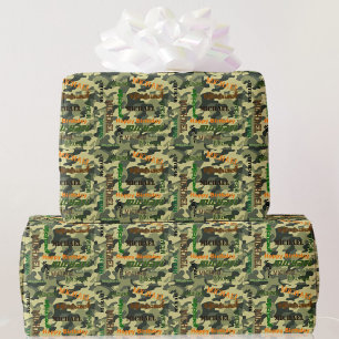 Camouflage Individuelle Name Happy Birthday Gesche Geschenkpapier