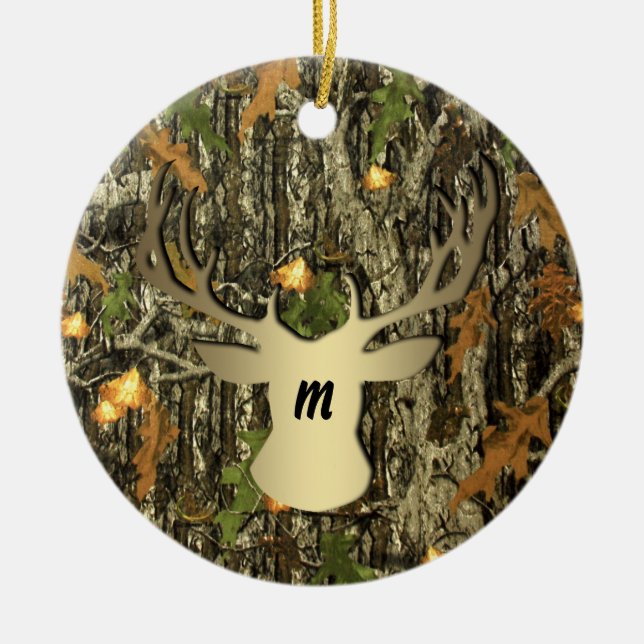 Camouflage-Jagd-Rotwild-Monogramm-Verzierung Keramikornament (Vorne)