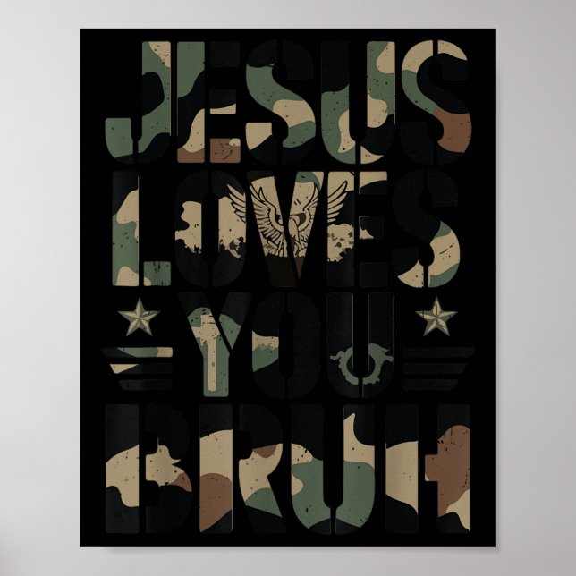 Camouflage Jesus Lieben Sie Bruh Camouflage Christ Poster (Vorne)