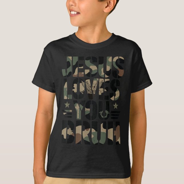 Camouflage Jesus Lieben Sie Bruh Camouflage Christ T-Shirt (Vorderseite)