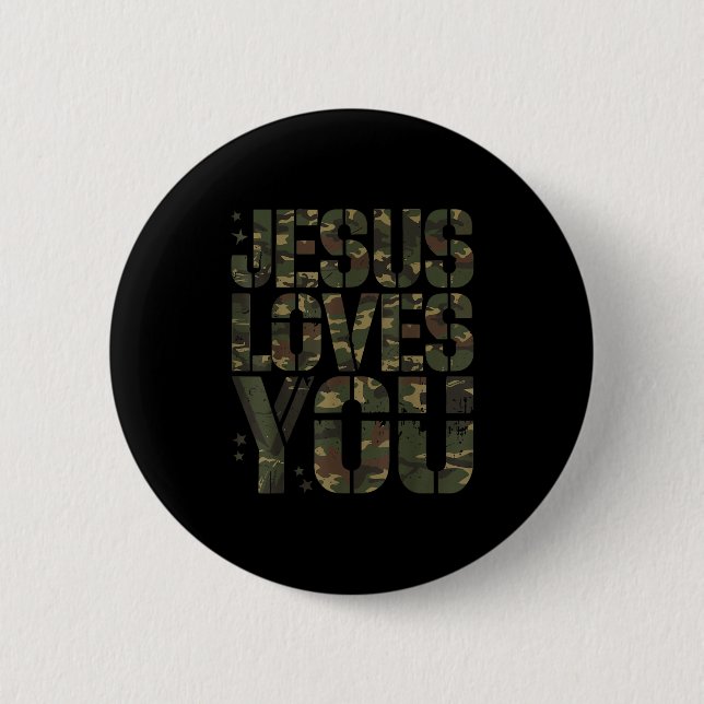 Camouflage Jesus Lieben Sie Teen Girl Funny Christ Button (Vorderseite)