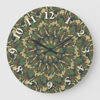 Camouflage Kaleidoskop Große Wanduhr