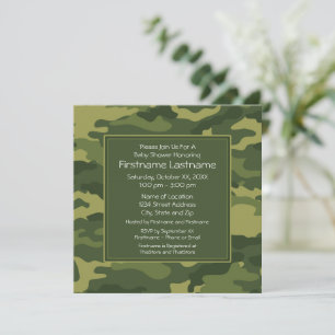 Camouflage Kinderdusche oder Party Einladung