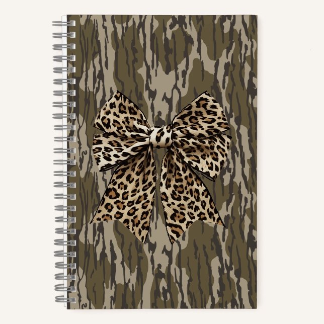 Camouflage Leopard Bow Ribbon Jagd Frauen Notizbuch (Vorderseite)