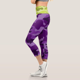 Camouflage Lila Grüne Rieseninitiativen Frauen Frü Capri Leggings