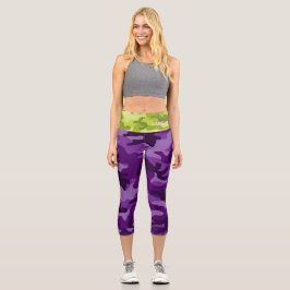 Camouflage Lila Grüne Rieseninitiativen Frauen Frü Capri Leggings