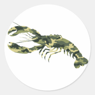 Camouflage Lobster-Silhouette Runder Aufkleber