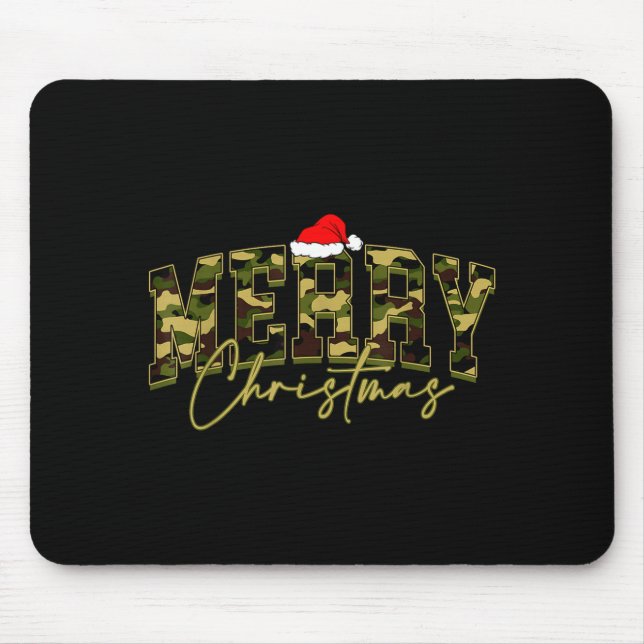 Camouflage Merry Christmas Santa Hat Xmas Pajamas  Mousepad (Vorne)