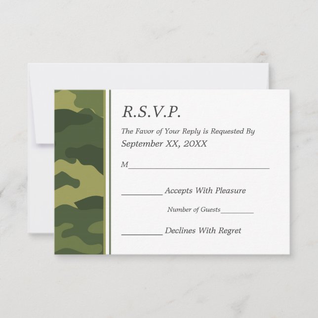 Camouflage Military Wedding RSVP Karte (Vorderseite)