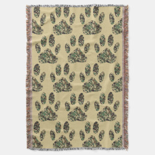 Camouflage Muster Dog Paw Print Decke