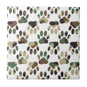 Camouflage Muster Dog Paw Print Fliese