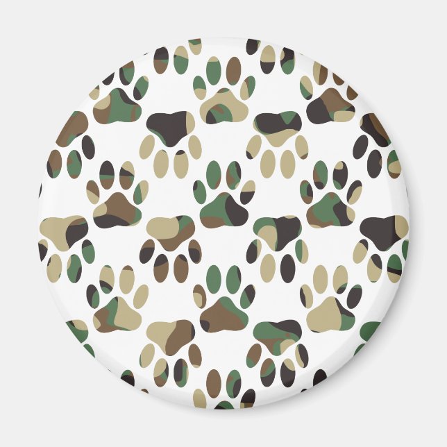 Camouflage Muster Dog Paw Print Magnet (Vorne)