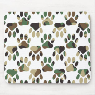 Camouflage Muster Dog Paw Print Mousepad