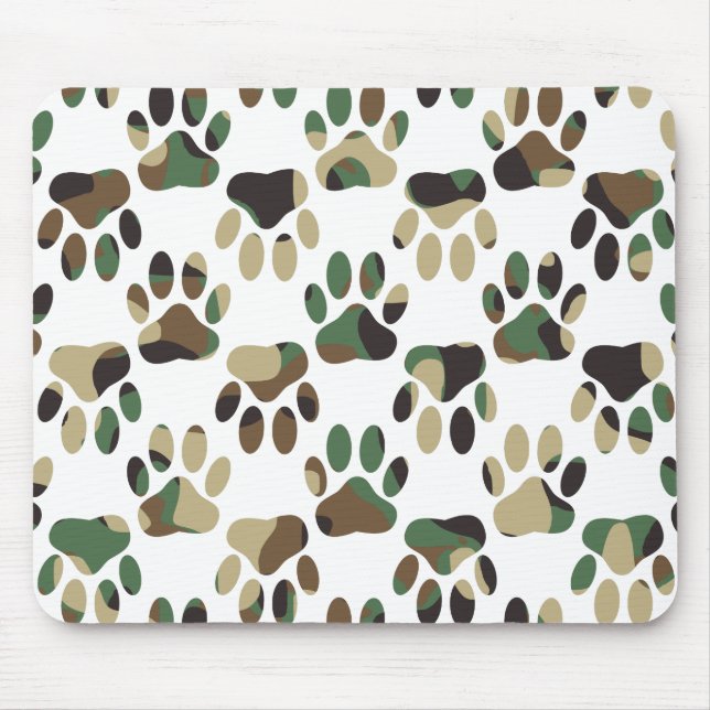Camouflage Muster Dog Paw Print Mousepad (Vorne)