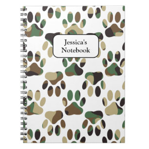 Camouflage Muster Dog Paw Print Notizblock