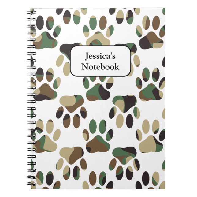 Camouflage Muster Dog Paw Print Notizblock (Vorderseite)