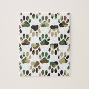 Camouflage Muster Dog Paw Print Puzzle