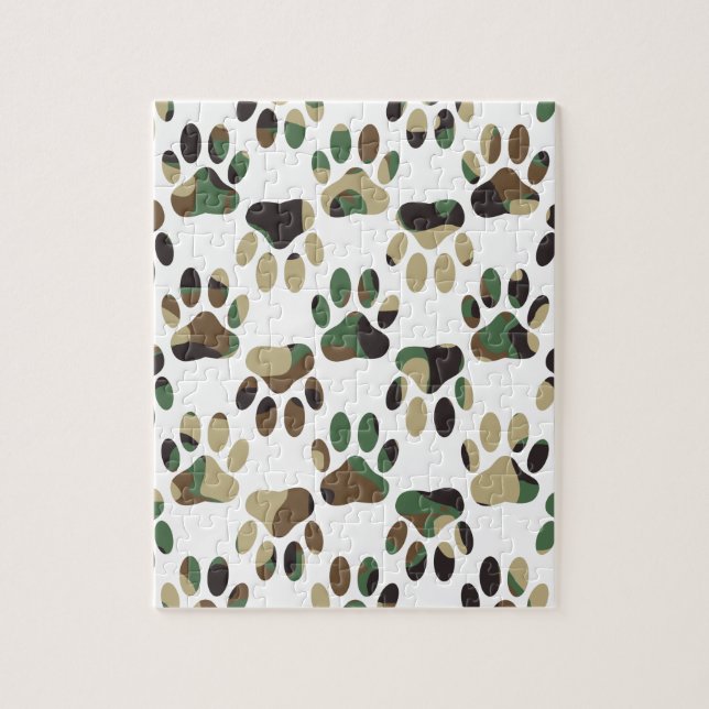 Camouflage Muster Dog Paw Print Puzzle (Vertikal)