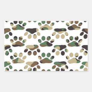 Camouflage Muster Dog Paw Print Rechteckiger Aufkleber