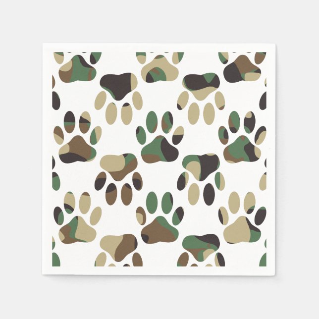 Camouflage Muster Dog Paw Print Serviette (Vorderseite)