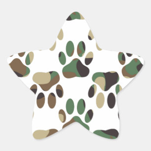 Camouflage Muster Dog Paw Print Stern-Aufkleber