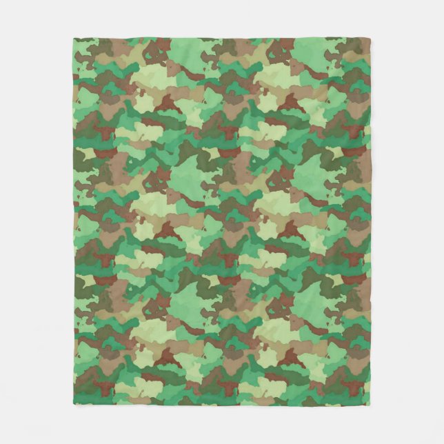 Camouflage Muster, grün, braun und tan Fleecedecke (Vorderseite)