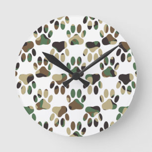Camouflage Muster Hundepflaster drucken Runde Wanduhr