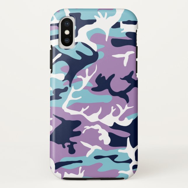 Camouflage Muster - Lila blaues Navy Case-Mate iPhone Hülle (Rückseite)