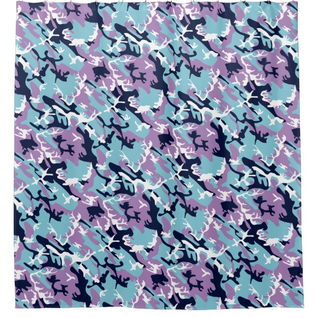 Camouflage Muster - Lila blaues Navy Duschvorhang (Vorderseite)