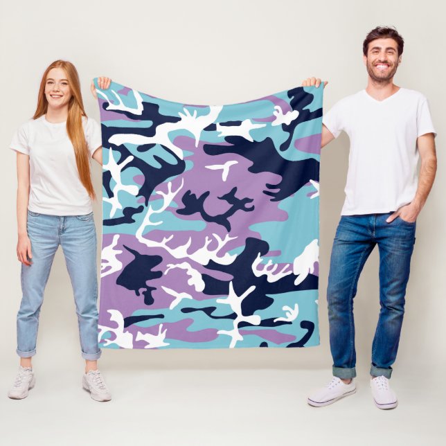 Camouflage Muster - Lila blaues Navy Fleecedecke (Beispiel)