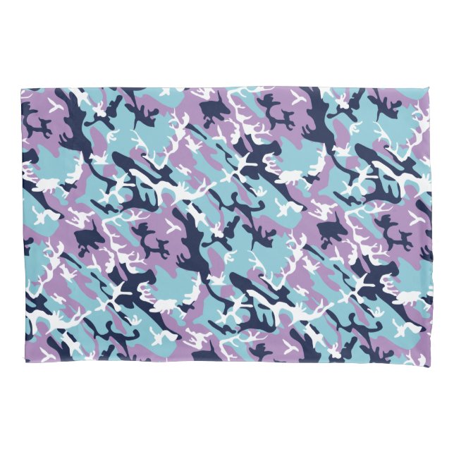 Camouflage Muster - Lila blaues Navy Kissenbezug (Vorderseite)