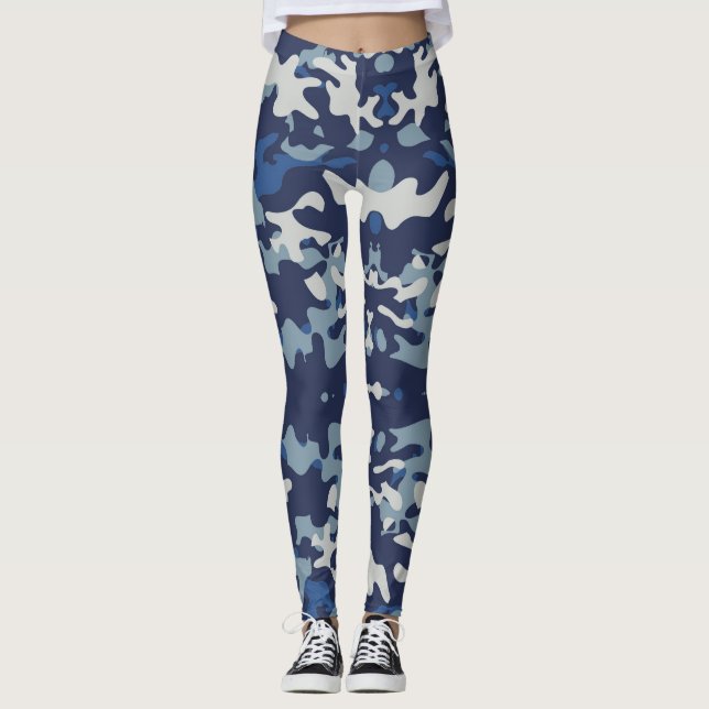 Camouflage Navy - Power Yoga Leggings (Vorderseite)