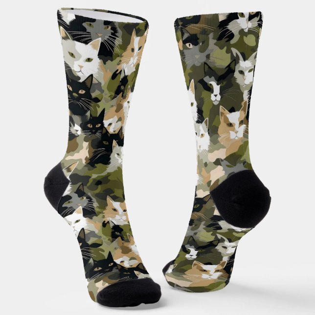 Camouflage Niedlich Katzen Socken (Gewinkelt)