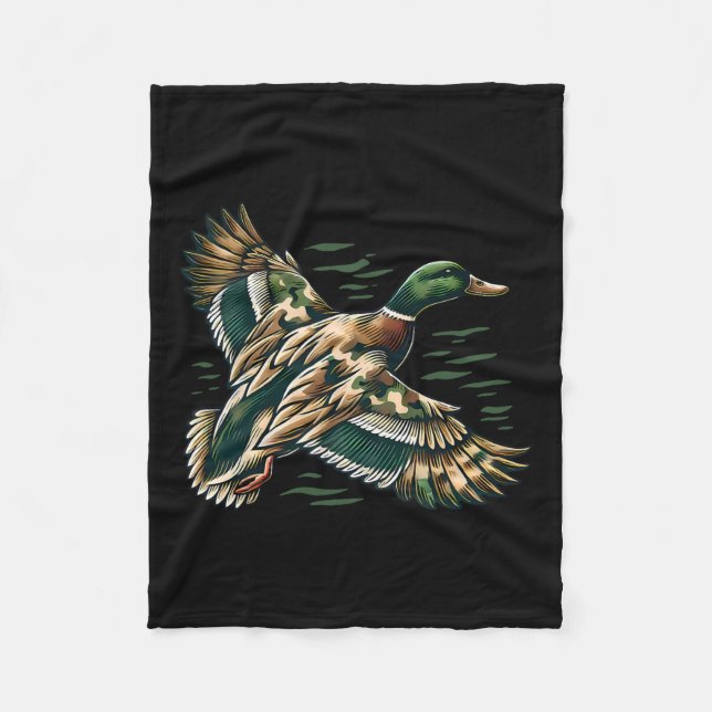 Camouflage Old School Camouflage Coquette Bow Duck Fleecedecke (Vorderseite)