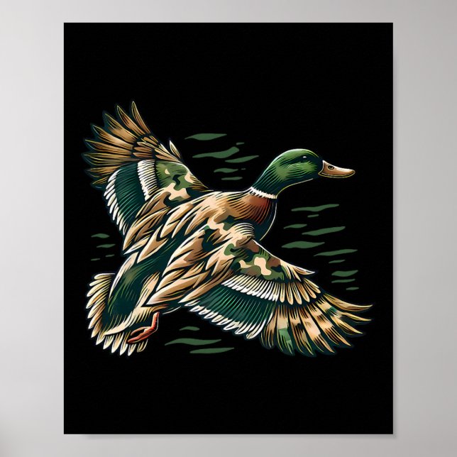 Camouflage Old School Camouflage Coquette Bow Duck Poster (Vorne)