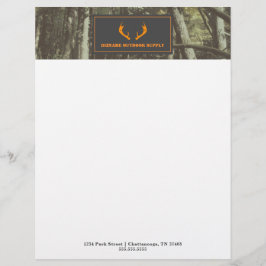 Camouflage Orange Deer Antlers Outdoor Business Briefbogen