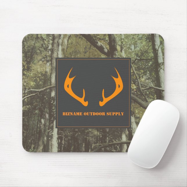 Camouflage Orange Deer Antlers Outdoor Business Mousepad (Mit Mouse)