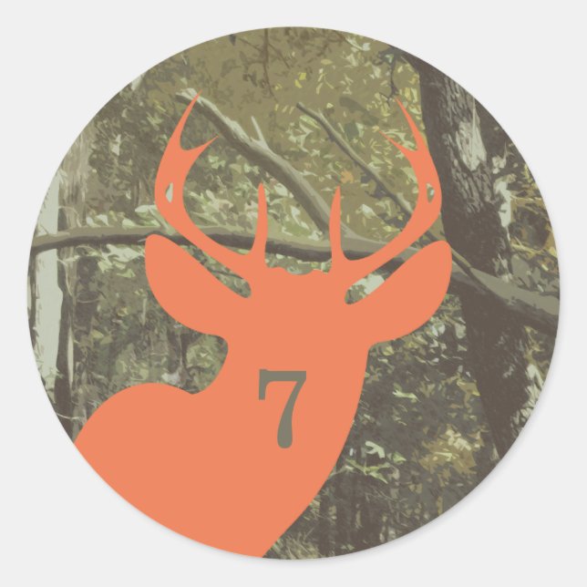 Camouflage + Orange Deer Birthday Runder Aufkleber (Vorderseite)