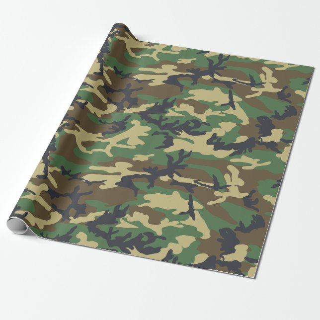 Camouflage Packpapier, Woodland Camouflage Wra Geschenkpapier (Ungerollt)