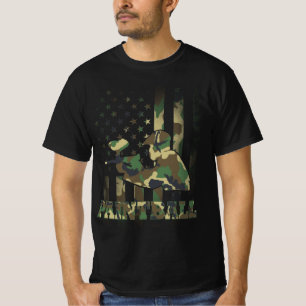 Camouflage Paintball Player American Flag USA Mili T-Shirt