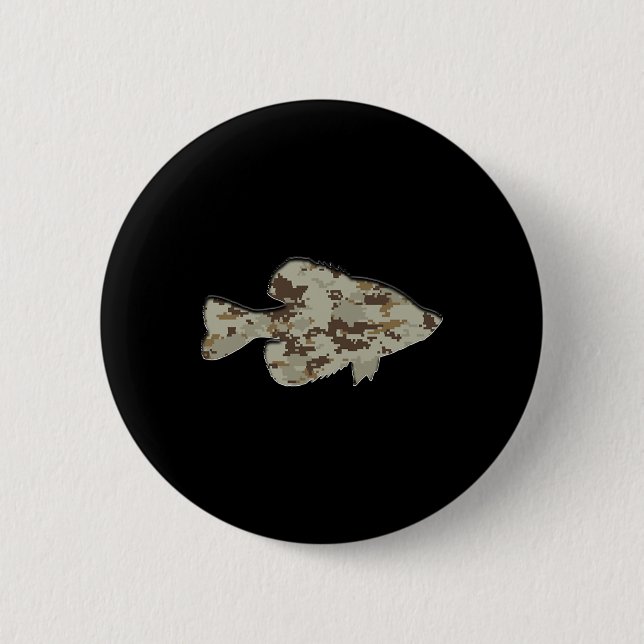 Camouflage Pan Fish Silhouette Digitale Camouflage Button (Vorderseite)
