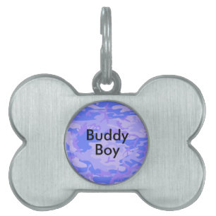 Camouflage Pastel Blue Abstrakt Bone Name Tiermarke